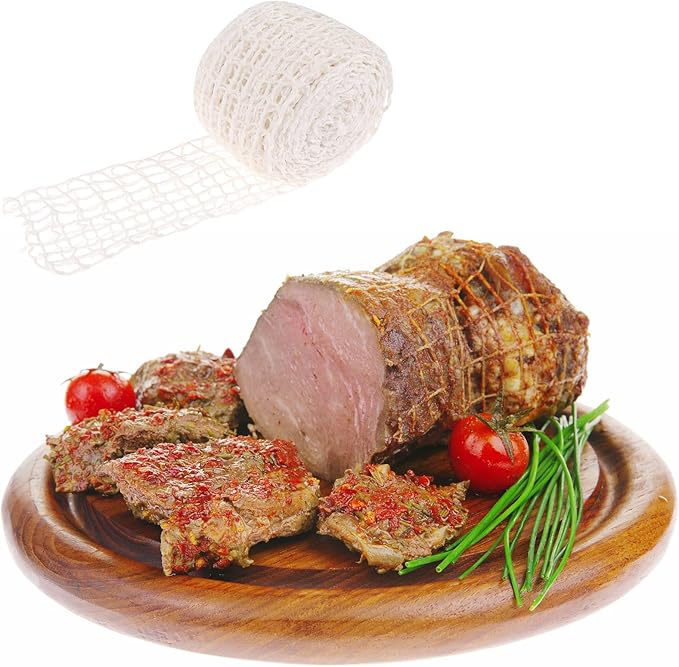 5m Meat Netting Roll,Size 18,Elastic Smoked Meat Poultry Ham Netting Meat Butcher Twine Net Roll Wrapping Net,Beef Netting Roll for Meat Cooking Meat Sausage Making