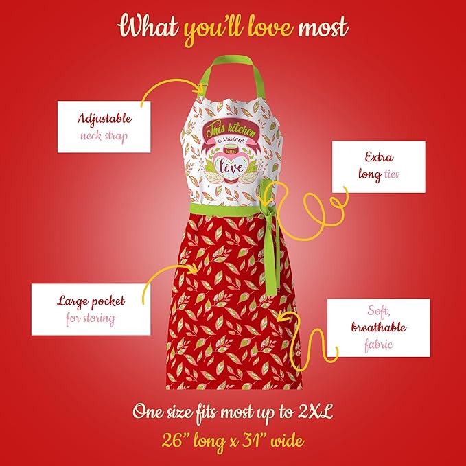 Waterproof Apron for Adults – Adjustable Fit with Deep Pockets, Stylish Cooking & Baking Apron for Women & Men