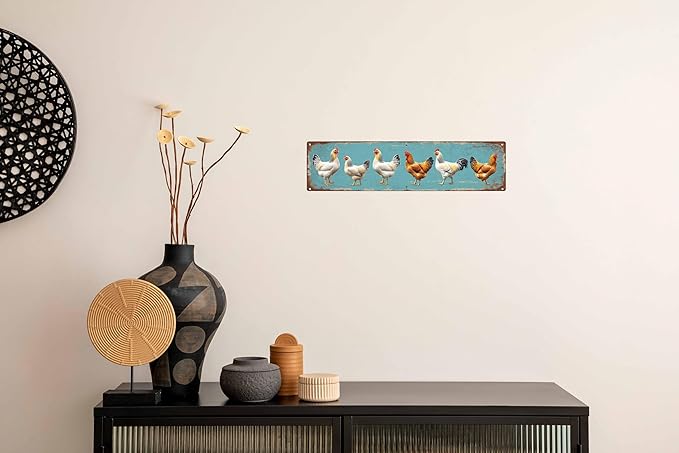 Chicken Coop Metal Sign 4x16in Rustic Plaque for Farm Garden Wall Decor