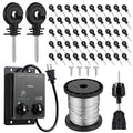 2-Mile 5000V 0.1Joule Electric Fence for Preventing Animals Intruding, 50 Black Fence Insulator and 1 Socket Tool, 250ft Aluminum Wire for Electric Fencing Grid System Accessories
