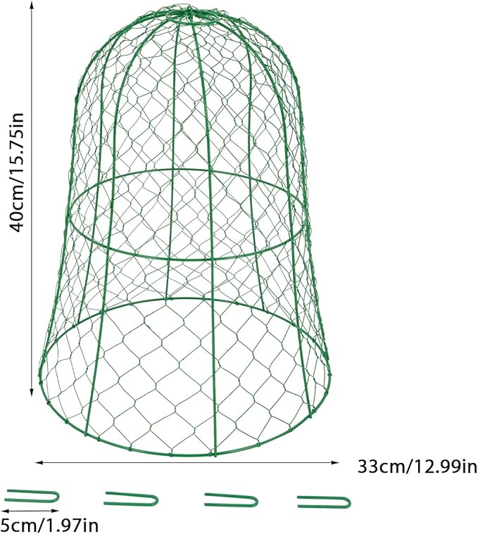 YIYIBYUS Garden Chicken Wire Cloche, 12.99" Diameter x 15.75" Height Plant Protective Covers Metal Cage Plant Protector Cover for Gardens, Parks, Yards, Balconies, Farms (10pcs, Green)