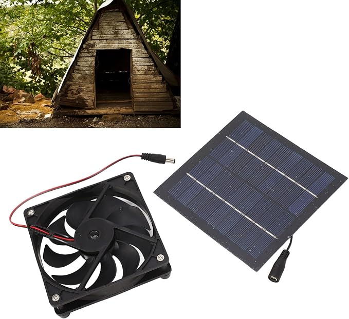 Solar Fan, Solar Powered Fan Exhaust Fan Solar Panel Fan Kit 50w Greenhouse Fan Solar Attic Fan, Chicken Coop Accessories for Home Shed Chicken Coop Pet House Window Black