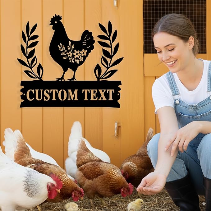 Custom Chicken Coop Metal Sign, Personalized Chicken Coop Sign for Outside, Custom Metal Hen House Farm Signs, Chickens Hen House Farmhouse Wall Art Decor