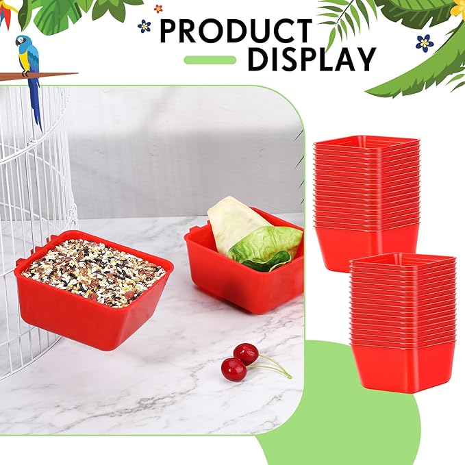 Maxdot 20 Pcs Chicken Water Feeder Cups 16 oz Pigeon Bird Feeder Cups Hanging Cage Chicken Water Cup for Pet Parrot Rooster Parakeet Bunny Gamefowl Poultry Wire Hutch(Red)