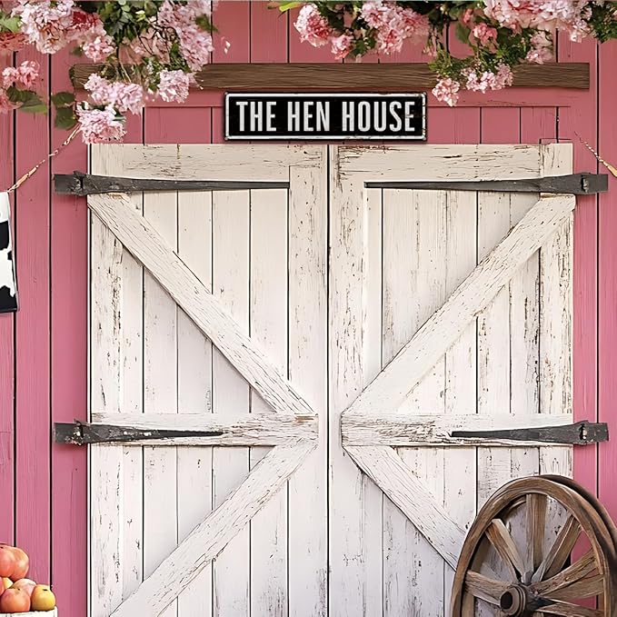 Rustic Farmhouse Style Chicken Coop Sign, Metal Outdoor Chicken House Signs, Retro Metal Tin Sign, Funny Farmhouse Decor, Cute Chicken Coop Decor, Backyard Hen House Gift 15.8x4 Inch