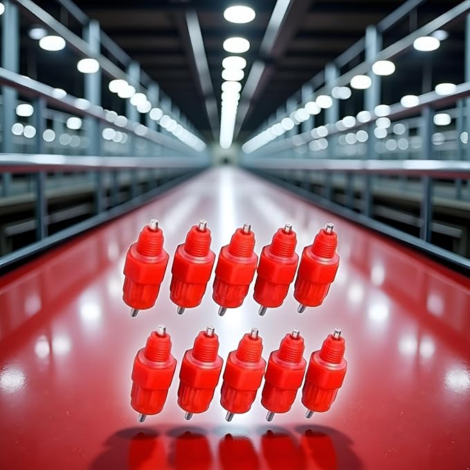 10Pcs Red Automatic Poultry Easy Installation Watering Nipples Chicken Drinkers,Easy to Clean and Store Chicken Waterer Nipples,Poultry Feeding and Watering Supplies