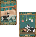 Funny Black Decor I Do What I Want Cat Sign Bundle 2 Pieces Cat Sign Farmhouse Wall Decor Garage Retro Home Bar Table For Bar Sign 8X12 Inch
