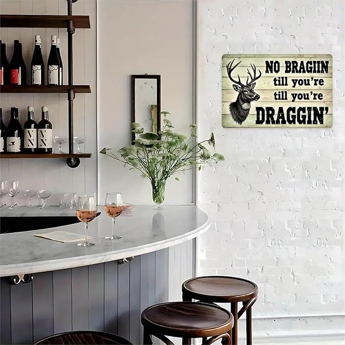 Deer Hunting Rules Tin Sign Vintage Hunting Lodge Metal Sign Print Aesthetic for Garden Yard Bar Porch Home Bedroom Kitchen Wall Decor Gift 8 X 12 in
