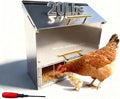 Stainless Steel Poultry Feeder 20Lbs - Manual Feed Quantity Control & Wall Mount Gravity Feeder with Push Pull Lid - Food Dispenser for Chickens Ducks Geese