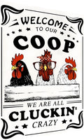 Funny Chicken Sign – Retro Tin Sign for Coop, Farmhouse, or Kitchen Wall, Cute Farm Animal Decor for Chicken Lovers, 12x8 Inch
