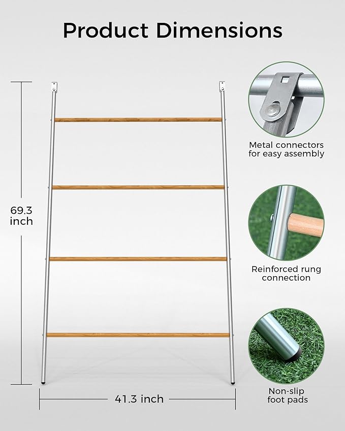 Large Metal Chicken Roosting Perch, Square Roosting Ladder for Outdoor Chicken Coop, Extended Metal Roost for Backyard Poultry Chickens and Small Animals (69" L x 41" W)