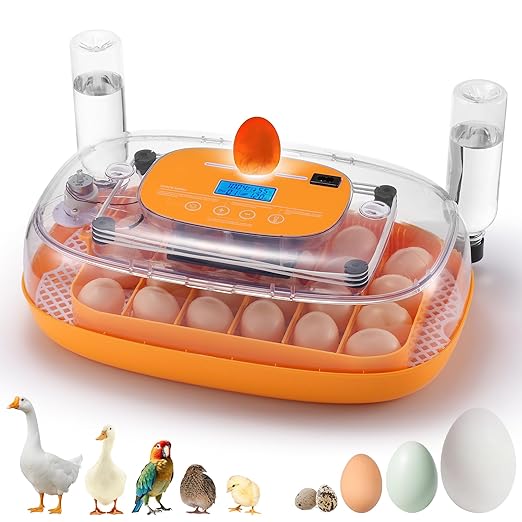 TURBRO 24 Egg Incubator with Automatic Egg Turning, Incubator for Hatching Eggs with Auto-Temperature and Humidity Control, Egg Candler, for Chicken, Duck, Quail, Use in Farm, Home, Classroom, Lab