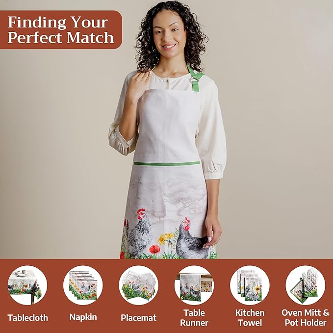 Maison d' Hermine 100% Cotton Apron for women with Pocket Kitchen Chef Apron for Men Cooking Easter Decorations