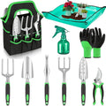 10-Piece Garden Tool Set - Heavy Duty Lightweight Aluminum Alloy Gardening Tools with Storage Tote Bag, Rust-Proof Gardening Hand Tools & Non-Slip Ergonomic Grip, Ideal Gardening Gifts for Women