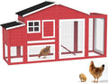 84.7''L Chicken Coop, Large Poultry Cage for 4-6 Chickens, Outdoor Hen House Design with Nesting Box, Weatherproof Roof and Leakproof Pull-on Tray, Easy to Install＆Clean(Red)
