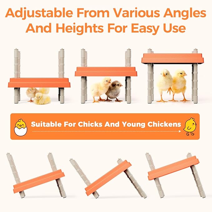 Chick Brooder Heating Plate with Anti-Stand Cone, 10" x 10" Brooder Heater for Chicks— Featuring Adjustable Temperature and Height Settings