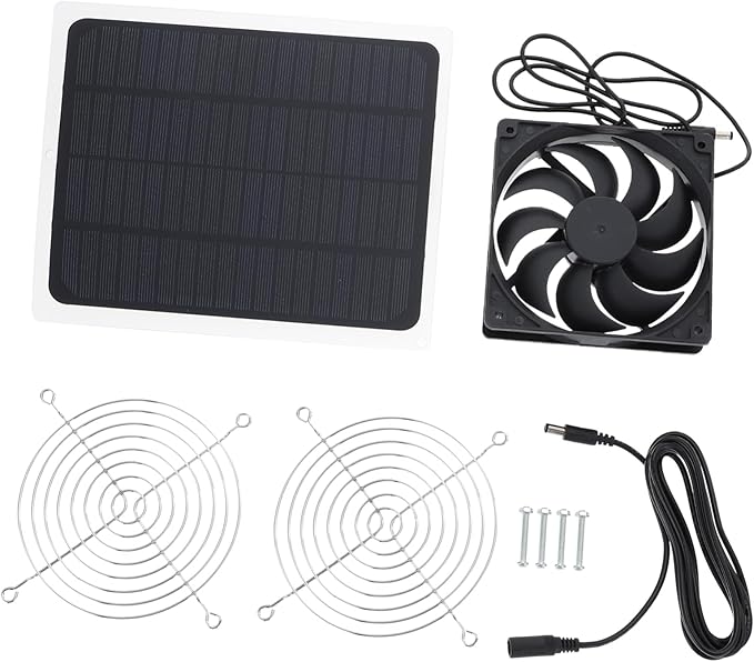 Toyvian 1set Solar Powered Chicken Coop Fan Exhaust Fan for Dog Houses Greenhouses and Rvs Easy Installation High Efficiency Air Circulation