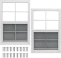 Yuzzy Shed Windows 2 Pack, Chicken Coop Windows 24" x 30" with Tempered Glass and Fiberglass Screen, Flush Mounted Small Window for Shed, Barns, Playhouse, Household, Garage (White)