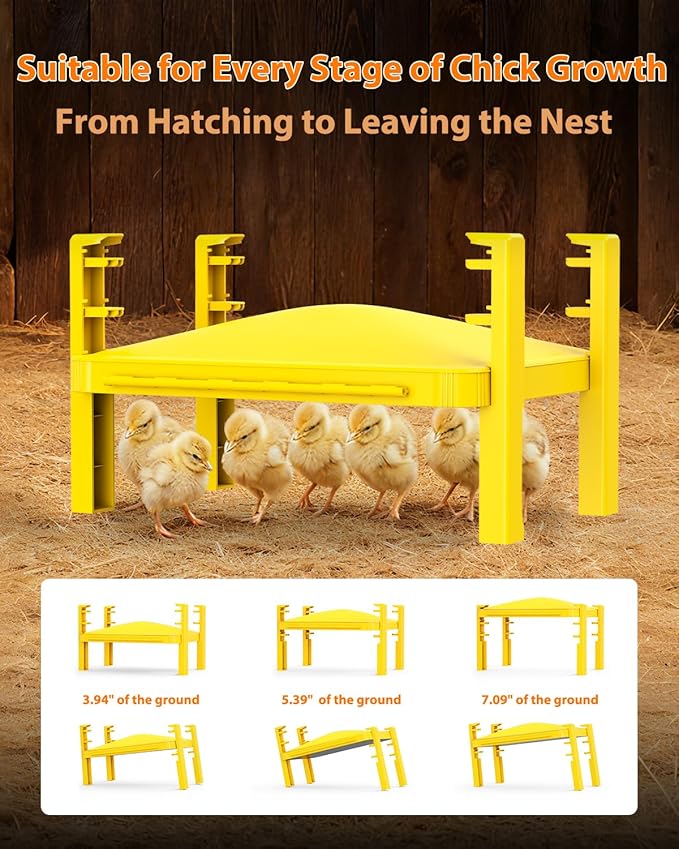 Brooder Plate for Chicks,Chicken Brooder Heater with Temperature Sensor – Radiant Heating Panel for Chicken Coops Poultry (Yellow)