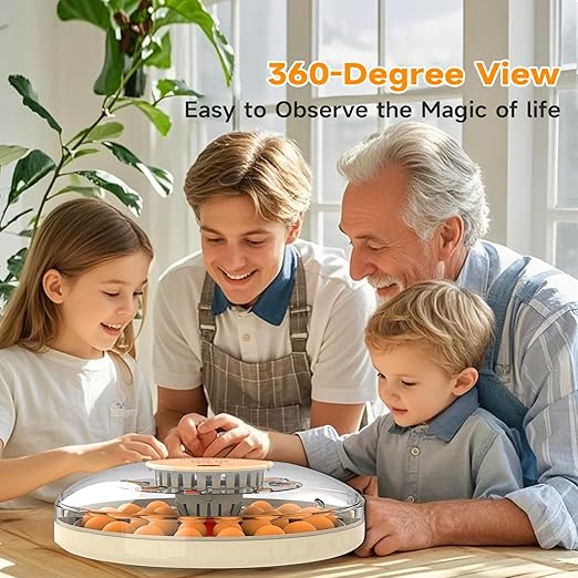 30 Egg Incubator with Automatic Egg Turning and Humidity Control/Display, Poultry Incubator with Water Refill, 360°Clear View, Air Vent, Candling Light, Hatching Chicken Quail Duck Goose Birds