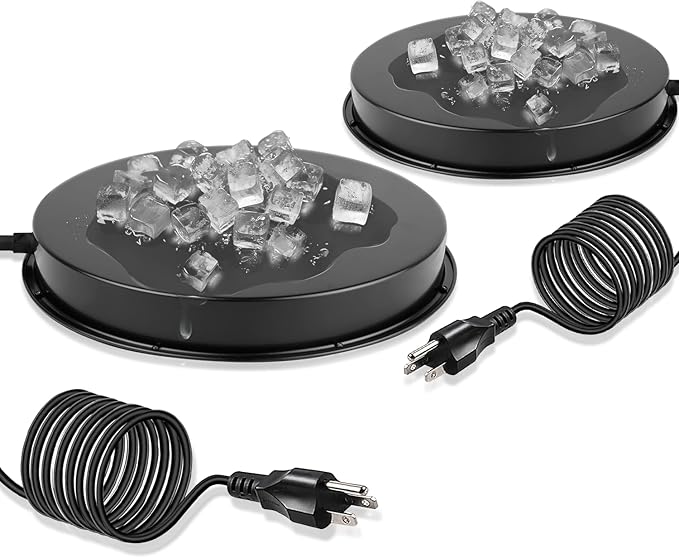 Chicken Water Heater for Winter, 110Watt Thermostat Heated Poultry Waterer Base with 9.8ft Power Cord,Suitable for Plastic/Metal Poultry Waterer (Black, 11INCH-2PACK)