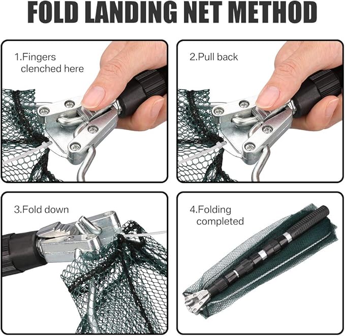 Neween Fishing Net, Foldable Collapsible Telescopic Fish Landing Net, Durable Nylon Material Mesh Landing Net for Easy Catching or Releasing for Trout