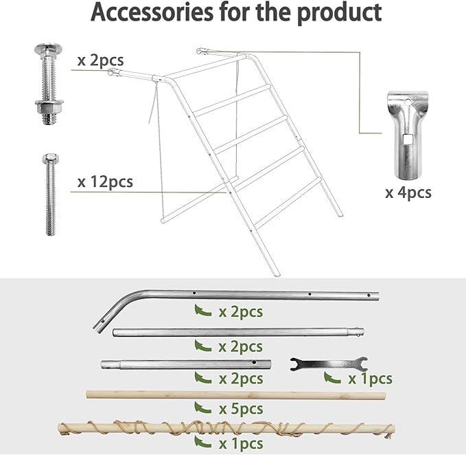Chicken Perch for Coop with Swing & Roosting Bars, Ladder - Perfect for Backyard Poultry - Easy Installation & Cleaning (55'' L x 41'' W)