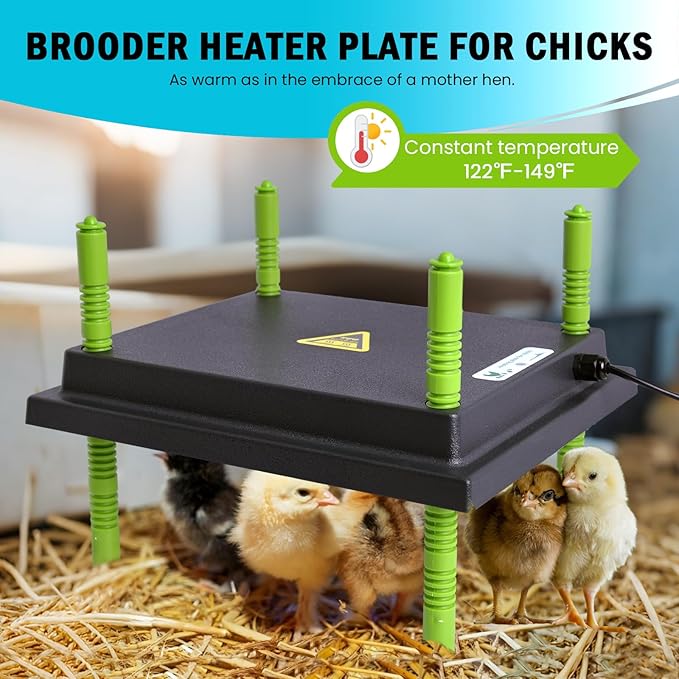 Chicken Brooder Box for Chick Starter Kit Upgrade Brooder Box for Chicks Brooder Tent with 10 * 12inch Brooder Heating Plate 4-in-1 Bundles with Chicken Feeder, Waterer (Brooder Set,Green)