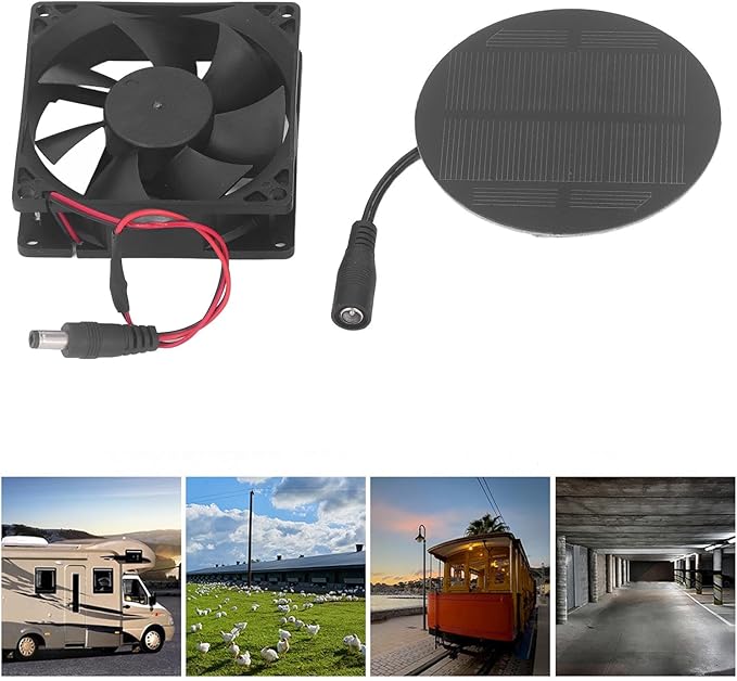 Fafeicy Chicken Coop Ventilation Fan, Solar Exhaust Fan, One Piece Stamped Technology, Lightweight Solar Ventilation Fan, for Dog, Electronic Cooling Fans