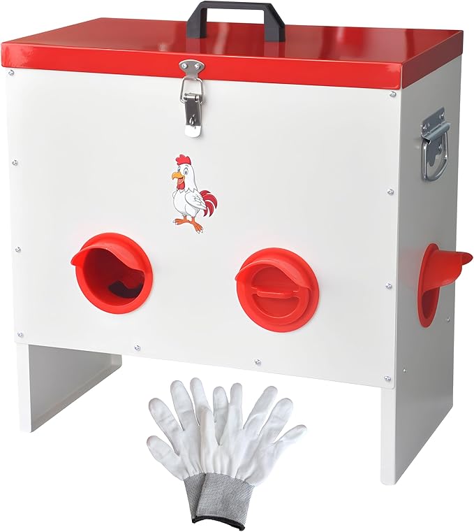 6 Ports Automatic Chicken Feeder Max Capacity 50 Lbs, Metal Gravity Poultry Feeder Hens, Ducks, Geese with Anti-Waste Design, Weather Proof, Reduces Feed Waste (6 Ports)