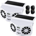 2 Pack Solar Powered Car Exhaust Fan 3 Fans Car Window 4500 RPM Air Vent Radiator Solar Energy Cooling Vent Exhaust for General Types(Solar 2 Fans,White)