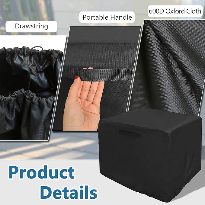 Waterproof Universal Generator Cover for Most Generators 7000-9500 Watt, Heavy Duty Thicken 600D Polyester,Weather and UV Resistant(28 x 26 x 24 inch-Black)