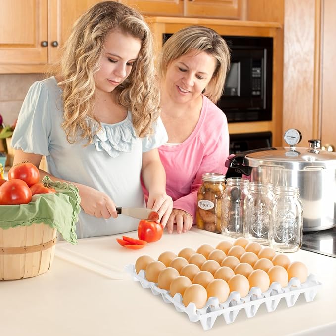 12 Pack Plastic Egg Tray Egg Crates, Stackable Egg Cartons Flats Each Holds 30 Eggs, Bulk Egg Trays for Home Chicken Farmers to Packing, Storage, Shipping Eggs - White