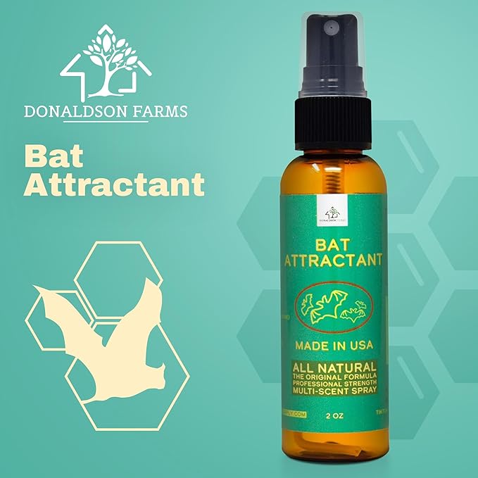 Bat Attractant Spray for Bat House – Nature-Derived Lure and Scent to Attract Bats to Boxes, Wood, and Outdoor Structures or Garden Habitat for Natural Outdoor Use - Made in USA - 2 oz