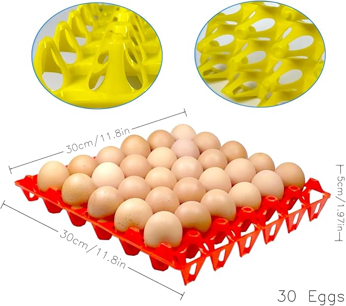 10-Pack Reusable Plastic Egg Tray Egg Crates 30-Egg Flats for Home Chicken Farmers, Stackable Egg Cartons Hold Multiple Eggs, Great for Storing, Sorting, and Shipping Eggs, Durable and Reusable