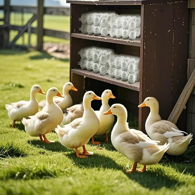 40 Pack Jumbo Egg Cartons for Duck/Turkey Eggs - Holds 12 XL Eggs, Clear Eco-friendly Plastic Blank Egg Cartons, 3x4 Grids, for Farms, Sellers & Market Display