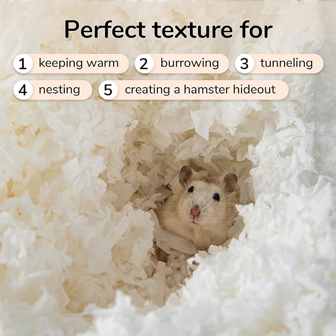 99% Dust-Free Soft Natural Paper Hamster Bedding with Odor Control, Strong Absorption, for Hamsters, Guinea Pig, Hedgehogs, Rabbits, Chinchilla, Rats, Small Animals, 80 Liters (White + Purple)