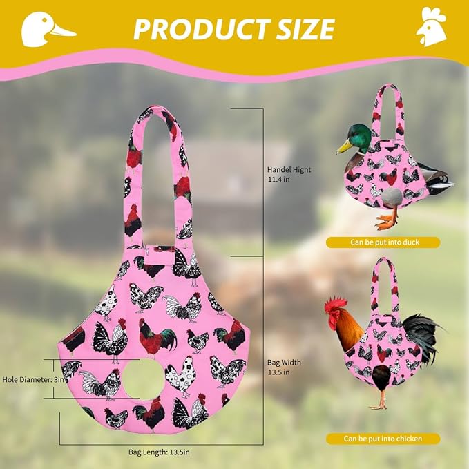 Chicken Holder Bag Chicken Medic Bag Chicken Carrier with Handle Chicken Supplies Catching Hand Bag for Hen Rooster Poultry Chicken Transport (Pink)