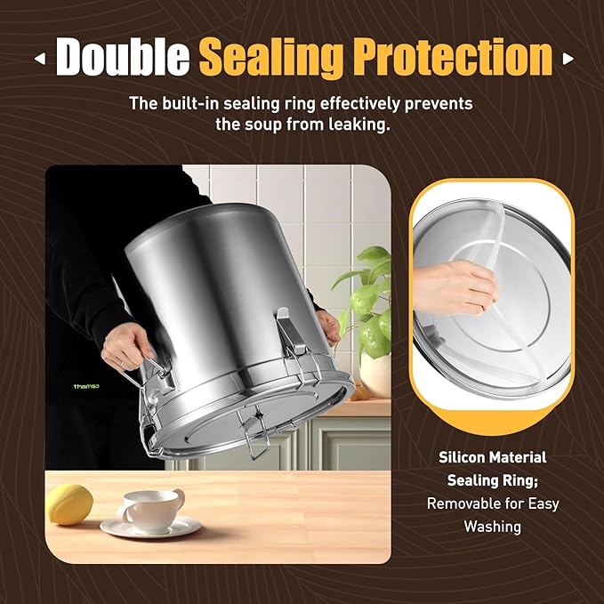 33L/8.72Gal Stainless Steel Airtight Canister Food Storage Canisters with Airtight Lid&Locking Clamp Rice Cereal Grain Canisters Container Bucket for Rice Milk Jug Coffee Bean Cookies Storage