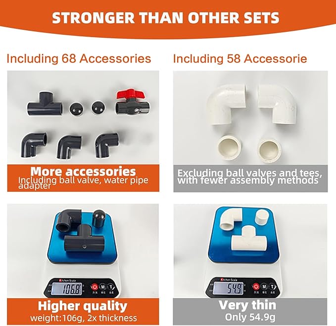 68 Accessories Complete Set Pipeline Automatic DIY Chicken Waterer Feeder System,with Chicken Water Cups, Poultry Feeder,Ports Hole Saw,PVC Pipeline,Float Valve and Garden Hose,Glue,Tape.