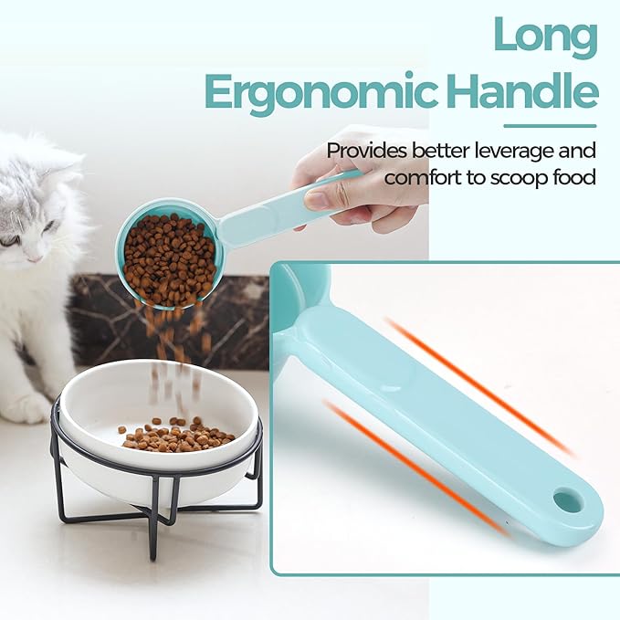 Melamine Pet Food Scoop, Cat Food Measuring Cups, Comfortable Long Handle Scoop for Dog, Cat, Ferret and Rabbit Food, 1 Cup Size Pet Food Feeding Scoop (Blue)