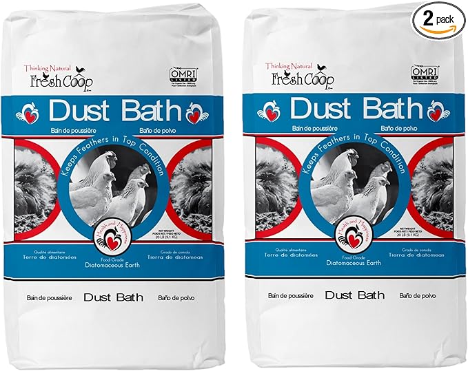 Progressive Planet Fresh Coop Dust Bath, 20lbs (Pack of 2) - Food-Grade Diatomaceous Earth & Calcium Montmorillonite Clay - Supports Healthy Feathers, Reduces Boredom & Encourages Dust Bathing