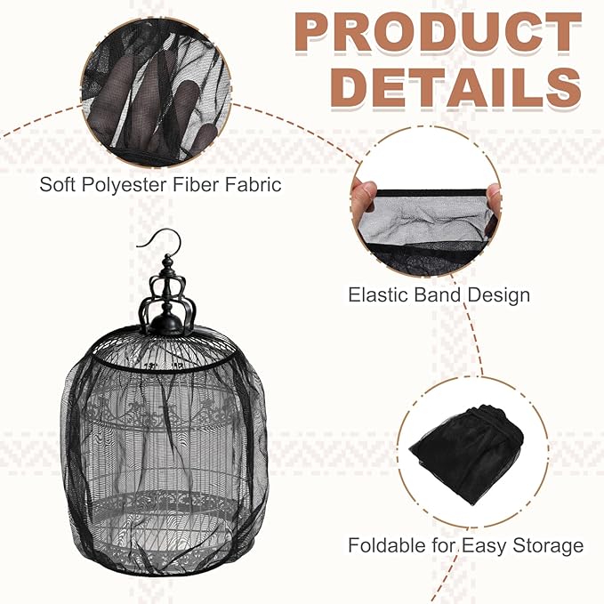 Bird Cage Seed Catcher, Bird Cage Net Cover Seeds Guard, Universal Birdcage Accessories, Black/White, Circumference 59.1"-70.9", Height 21.7" for Parrot Cockatiel Enclosures