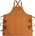 Chef Apron with Large Pockets for Women Men, Cotton Canvas Cross Back Water Repellent Adjustable Work Apron