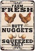Funny Chicken Coop Tin Sign Vintage Farm Fresh Butt Nuggets Chicken Metal Sign Home Kitchen Outdoor Farmhouse Garden Wall Decor Poster 12x8 Inch