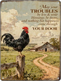 Funny Chicken Signs Farmhouse Rooster Crowing Farm Fence Aluminium Metal Chicken Signs Decor Home Farm Wall Decor for Coop Poster 16x12 Inch