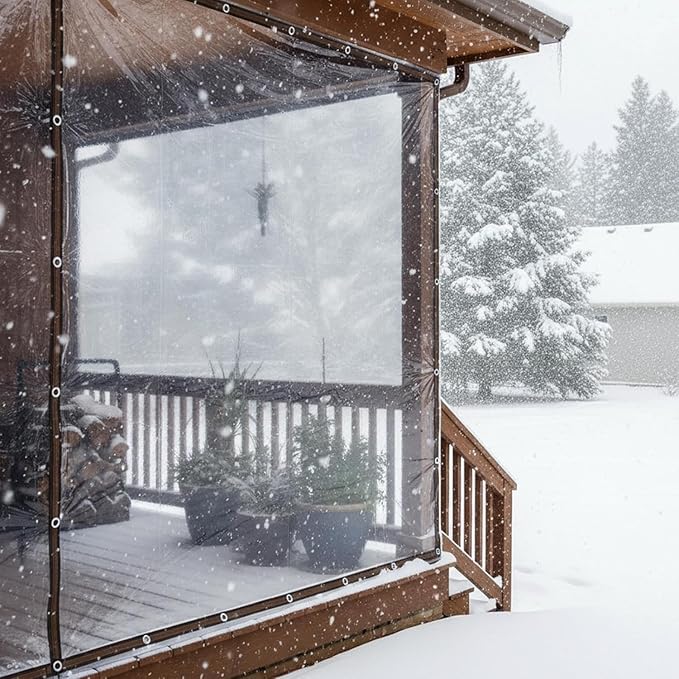Clear Vinyl Tarps with Grommets 3x15 FT Heavy Duty Waterproof Cover Transparent PVC Vinyl Sheets Protect from Wind, rain and Snow for Chicken Coop, Patio, Greenhouse, and Outdoor Gear Protection