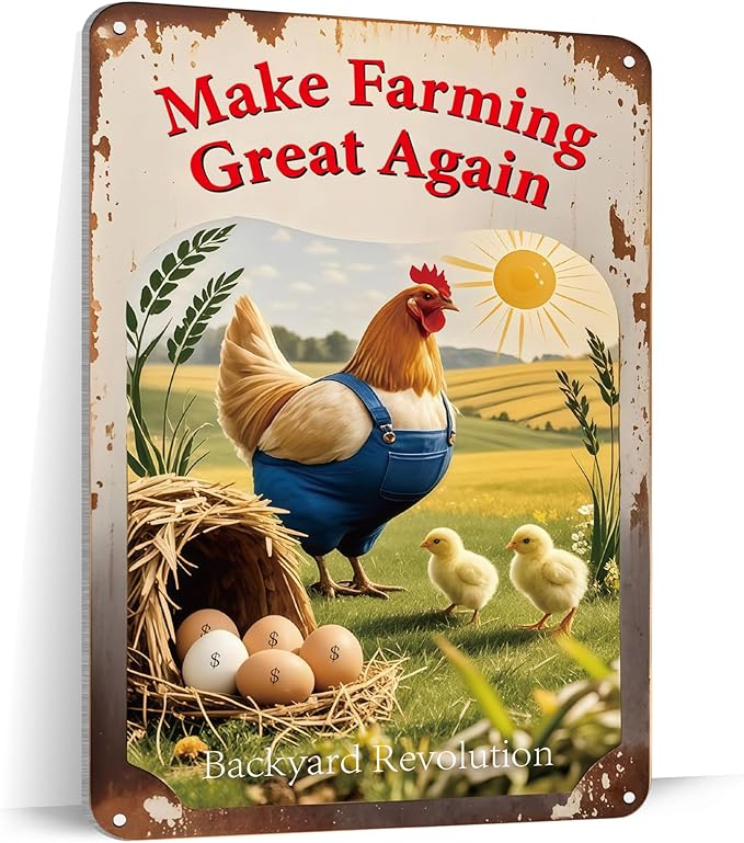 Make Farming Great Again Chicken Coop Signs - Rustic Farmhouse Chicken Coop Accessories, 8x12 Inch Metal Farm Decor, Farm Stand and Farmers Market Decor for Farmers and Backyard Poultry Lovers