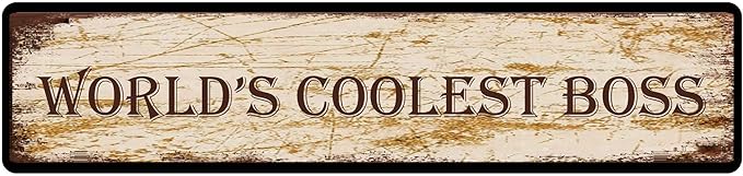 Metal Sign World's Cool Boss Vintage Retro Tin Aluminum Sign - Kitchen Home Garden Wall Bar Cafe Decor 4"x16"