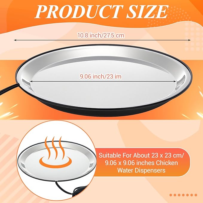 Chicken Water Heater for Winter Chicken Heated Waterer Base 110v 38w Surface Temperature Can Reach About 140 Fahrenheit Degree Poultry Drinker Electric Water Base(9.06 x 9.06 Inches,Black)